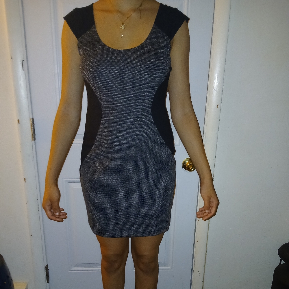 Express Gray Tweed and Black Women's Dress